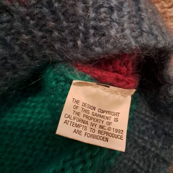IVY sweater women's large L argyle y2k 00s mohair colorful hippie colorblock - Picture 7 of 10